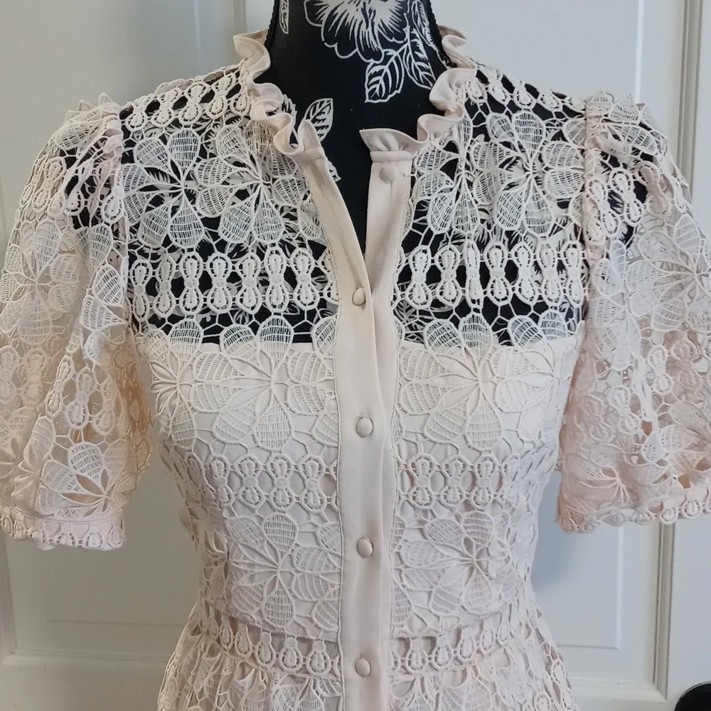 🆕️ 🍑Antonio Melani🍑 - Bruna Peachy Blossom Lace Button-Front Dress - Picture 7 of 13